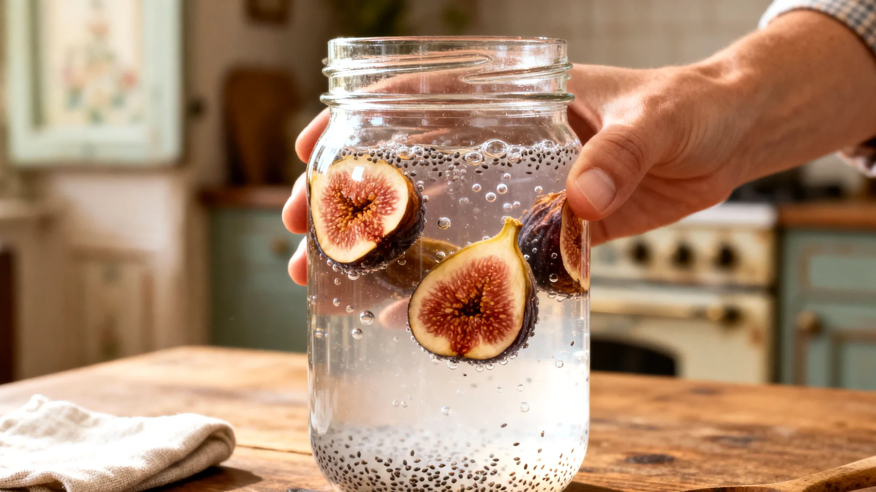 Kéfir d'eau aux figues séchées et graines de chia"